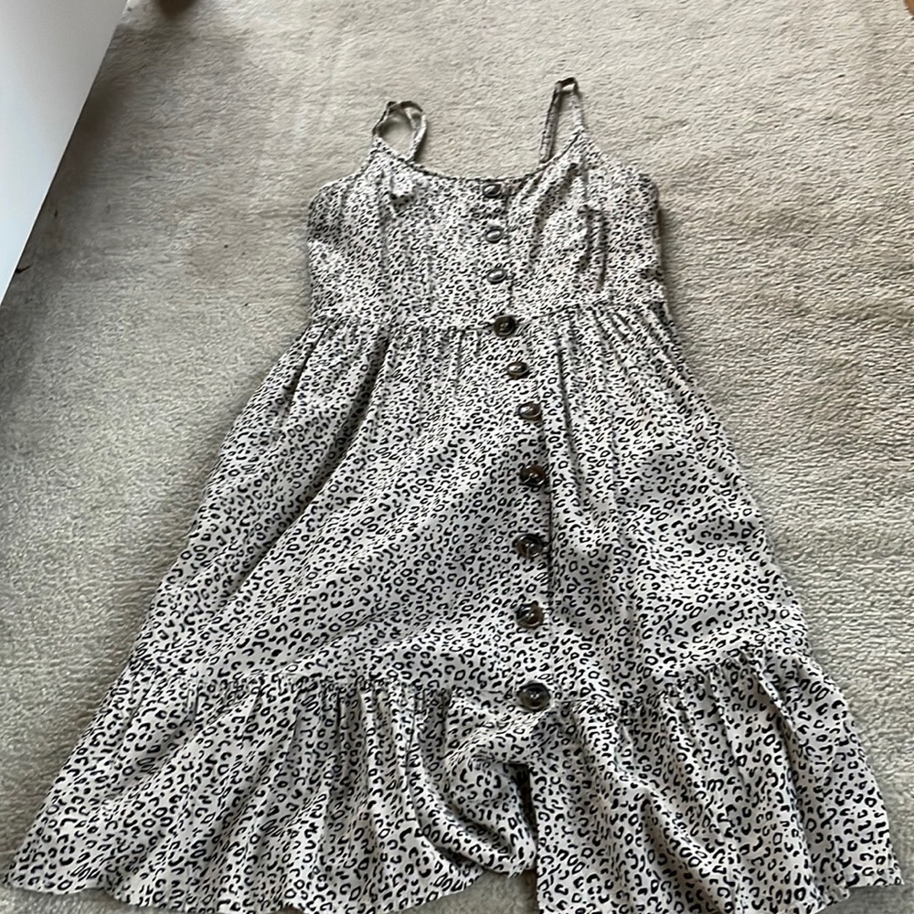 Japna leopard print dress with buttons and adjustable straps